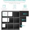 imageBest Choice Products 9Cube Bookshelf 3Tier Wood Storage Bookcase WLegs 11in Shelf Opening Cube Organizer Living Room Office Nursery  BlackDark Gray