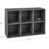imageBest Choice Products 9Cube Bookshelf 3Tier Wood Storage Bookcase WLegs 11in Shelf Opening Cube Organizer Living Room Office Nursery  BlackDark Gray