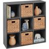 imageBest Choice Products 9Cube Bookshelf 3Tier Wood Storage Bookcase WLegs 11in Shelf Opening Cube Organizer Living Room Office Nursery  BlackDark Gray