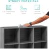 imageBest Choice Products 9Cube Bookshelf 3Tier Wood Storage Bookcase WLegs 11in Shelf Opening Cube Organizer Living Room Office Nursery  BlackDark Gray