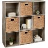 imageBest Choice Products 9Cube Bookshelf 3Tier Wood Storage Bookcase WLegs 11in Shelf Opening Cube Organizer Living Room Office Nursery  BlackGreige