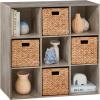 imageBest Choice Products 9Cube Bookshelf 3Tier Wood Storage Bookcase WLegs 11in Shelf Opening Cube Organizer Living Room Office Nursery  BlackGreige