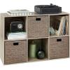 imageBest Choice Products 9Cube Bookshelf 3Tier Wood Storage Bookcase WLegs 11in Shelf Opening Cube Organizer Living Room Office Nursery  BlackGreige
