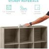 imageBest Choice Products 9Cube Bookshelf 3Tier Wood Storage Bookcase WLegs 11in Shelf Opening Cube Organizer Living Room Office Nursery  BlackGreige