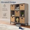 imageBest Choice Products 9Cube Bookshelf 3Tier Wood Storage Bookcase WLegs 11in Shelf Opening Cube Organizer Living Room Office Nursery  BlackGreige