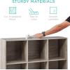 imageBest Choice Products 9Cube Bookshelf 3Tier Wood Storage Bookcase WLegs 11in Shelf Opening Cube Organizer Living Room Office Nursery  BlackGreige
