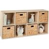 imageBest Choice Products 9Cube Bookshelf 3Tier Wood Storage Bookcase WLegs 11in Shelf Opening Cube Organizer Living Room Office Nursery  BlackLight Oak