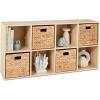 imageBest Choice Products 9Cube Bookshelf 3Tier Wood Storage Bookcase WLegs 11in Shelf Opening Cube Organizer Living Room Office Nursery  BlackLight Oak