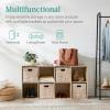 imageBest Choice Products 9Cube Bookshelf 3Tier Wood Storage Bookcase WLegs 11in Shelf Opening Cube Organizer Living Room Office Nursery  BlackLight Oak