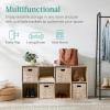 imageBest Choice Products 9Cube Bookshelf 3Tier Wood Storage Bookcase WLegs 11in Shelf Opening Cube Organizer Living Room Office Nursery  BlackLight Oak