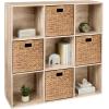 imageBest Choice Products 9Cube Bookshelf 3Tier Wood Storage Bookcase WLegs 11in Shelf Opening Cube Organizer Living Room Office Nursery  BlackLight Oak