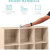 imageBest Choice Products 9Cube Bookshelf 3Tier Wood Storage Bookcase WLegs 11in Shelf Opening Cube Organizer Living Room Office Nursery  BlackLight Oak
