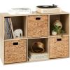 imageBest Choice Products 9Cube Bookshelf 3Tier Wood Storage Bookcase WLegs 11in Shelf Opening Cube Organizer Living Room Office Nursery  BlackLight Oak