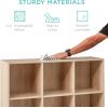 imageBest Choice Products 9Cube Bookshelf 3Tier Wood Storage Bookcase WLegs 11in Shelf Opening Cube Organizer Living Room Office Nursery  BlackLight Oak