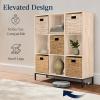 imageBest Choice Products 9Cube Bookshelf 3Tier Wood Storage Bookcase WLegs 11in Shelf Opening Cube Organizer Living Room Office Nursery  BlackLight Oak