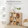imageBest Choice Products 9Cube Bookshelf 3Tier Wood Storage Bookcase WLegs 11in Shelf Opening Cube Organizer Living Room Office Nursery  BlackLight Oak