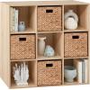 imageBest Choice Products 9Cube Bookshelf 3Tier Wood Storage Bookcase WLegs 11in Shelf Opening Cube Organizer Living Room Office Nursery  BlackLight Oak