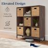 imageBest Choice Products 9Cube Bookshelf 3Tier Wood Storage Bookcase WLegs 11in Shelf Opening Cube Organizer Living Room Office Nursery  BlackWalnut