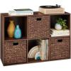 imageBest Choice Products 9Cube Bookshelf 3Tier Wood Storage Bookcase WLegs 11in Shelf Opening Cube Organizer Living Room Office Nursery  BlackWalnut