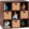 imageBest Choice Products 9Cube Bookshelf 3Tier Wood Storage Bookcase WLegs 11in Shelf Opening Cube Organizer Living Room Office Nursery  BlackWalnut