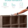 imageBest Choice Products 9Cube Bookshelf 3Tier Wood Storage Bookcase WLegs 11in Shelf Opening Cube Organizer Living Room Office Nursery  BlackWalnut