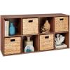 imageBest Choice Products 9Cube Bookshelf 3Tier Wood Storage Bookcase WLegs 11in Shelf Opening Cube Organizer Living Room Office Nursery  BlackWalnut