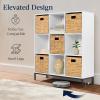 imageBest Choice Products 9Cube Bookshelf 3Tier Wood Storage Bookcase WLegs 11in Shelf Opening Cube Organizer Living Room Office Nursery  BlackWhite