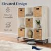 imageBest Choice Products 9Cube Bookshelf 3Tier Wood Storage Bookcase WLegs 11in Shelf Opening Cube Organizer Living Room Office Nursery  BlackWhitewash