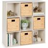 imageBest Choice Products 9Cube Bookshelf 3Tier Wood Storage Bookcase WLegs 11in Shelf Opening Cube Organizer Living Room Office Nursery  BlackWhitewash
