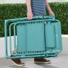 imageBest Choice Products Adjustable Zero Gravity Chair Monochromatic Color Folding Patio Recliner wSide Tray Headrest  SeafoamCaribbean
