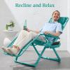 imageBest Choice Products Adjustable Zero Gravity Chair Monochromatic Color Folding Patio Recliner wSide Tray Headrest  SeafoamCaribbean