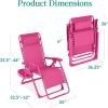 imageBest Choice Products Adjustable Zero Gravity Chair Monochromatic Color Folding Patio Recliner wSide Tray Headrest  SeafoamUltimate Pink