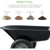 imageBest Choice Products DualWheel Home Utility Yard Wheelbarrow Garden Cart wBuiltin Stand for Lawn Gardening Construction  BlueBlack