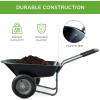 imageBest Choice Products DualWheel Home Utility Yard Wheelbarrow Garden Cart wBuiltin Stand for Lawn Gardening Construction  BlueBlack