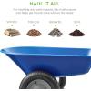 imageBest Choice Products DualWheel Home Utility Yard Wheelbarrow Garden Cart wBuiltin Stand for Lawn Gardening Construction  BlueBlue