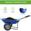 imageBest Choice Products DualWheel Home Utility Yard Wheelbarrow Garden Cart wBuiltin Stand for Lawn Gardening Construction  BlueBlue