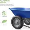 imageBest Choice Products DualWheel Home Utility Yard Wheelbarrow Garden Cart wBuiltin Stand for Lawn Gardening Construction  BlueBlue