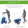 imageBest Choice Products DualWheel Home Utility Yard Wheelbarrow Garden Cart wBuiltin Stand for Lawn Gardening Construction  BlueBlue