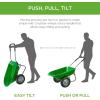imageBest Choice Products DualWheel Home Utility Yard Wheelbarrow Garden Cart wBuiltin Stand for Lawn Gardening Construction  BlueBright Green