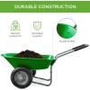 imageBest Choice Products DualWheel Home Utility Yard Wheelbarrow Garden Cart wBuiltin Stand for Lawn Gardening Construction  BlueBright Green