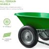 imageBest Choice Products DualWheel Home Utility Yard Wheelbarrow Garden Cart wBuiltin Stand for Lawn Gardening Construction  BlueBright Green