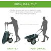 imageBest Choice Products DualWheel Home Utility Yard Wheelbarrow Garden Cart wBuiltin Stand for Lawn Gardening Construction  BlueDark Gray