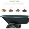 imageBest Choice Products DualWheel Home Utility Yard Wheelbarrow Garden Cart wBuiltin Stand for Lawn Gardening Construction  BlueDark Gray