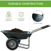 imageBest Choice Products DualWheel Home Utility Yard Wheelbarrow Garden Cart wBuiltin Stand for Lawn Gardening Construction  BlueDark Gray