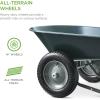 imageBest Choice Products DualWheel Home Utility Yard Wheelbarrow Garden Cart wBuiltin Stand for Lawn Gardening Construction  BlueDark Gray