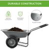 imageBest Choice Products DualWheel Home Utility Yard Wheelbarrow Garden Cart wBuiltin Stand for Lawn Gardening Construction  BlueGray
