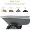 imageBest Choice Products DualWheel Home Utility Yard Wheelbarrow Garden Cart wBuiltin Stand for Lawn Gardening Construction  BlueGray