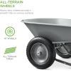 imageBest Choice Products DualWheel Home Utility Yard Wheelbarrow Garden Cart wBuiltin Stand for Lawn Gardening Construction  BlueGray
