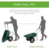 imageBest Choice Products DualWheel Home Utility Yard Wheelbarrow Garden Cart wBuiltin Stand for Lawn Gardening Construction  BlueGreen