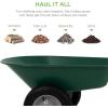 imageBest Choice Products DualWheel Home Utility Yard Wheelbarrow Garden Cart wBuiltin Stand for Lawn Gardening Construction  BlueGreen